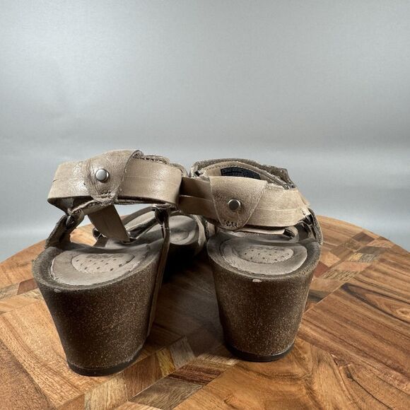 Teva Ysidro Womens 7 Sandal Beige Leather‎ Wedge Strappy Comfort Casual Shoes - Picture 4 of 7